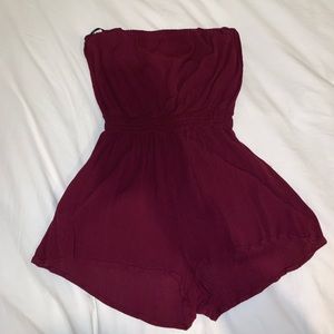 Maroon summer strapless romper